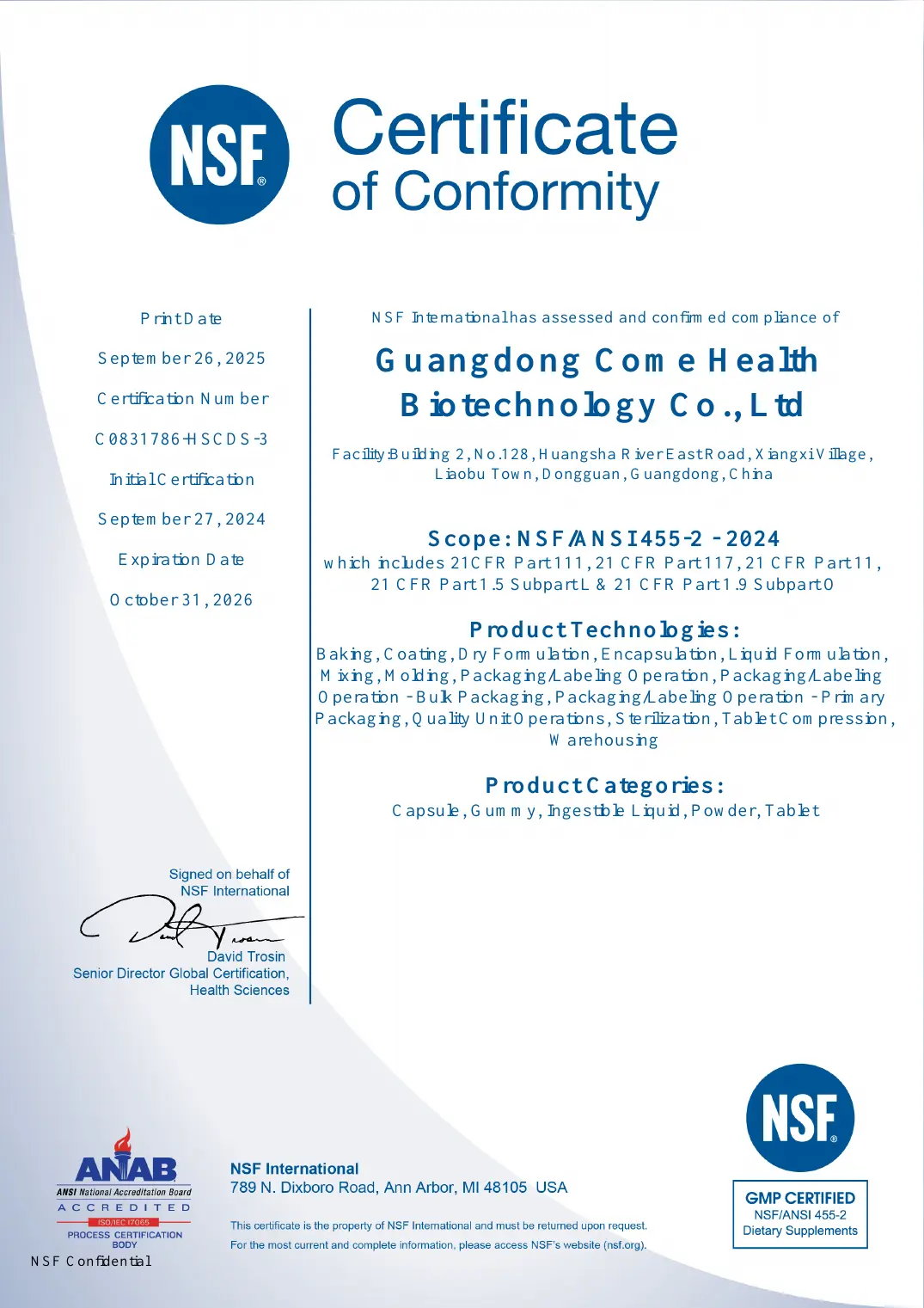 NSF cGMP